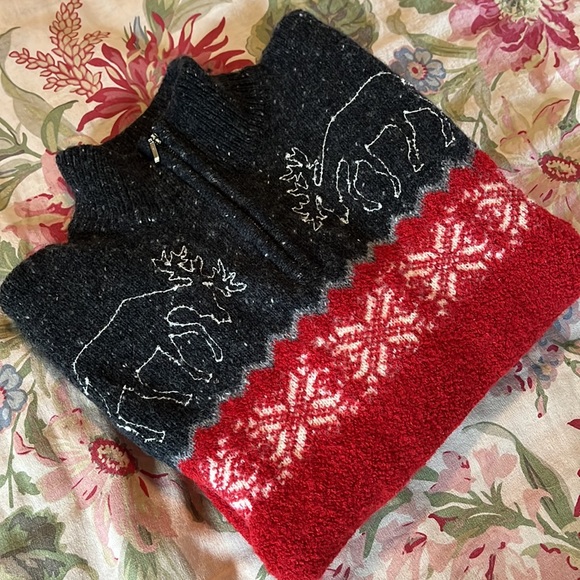Vtg ‘90’s JONES NEW YORK Size Small  Wool Blend Ski-Sweater Moose Embroidered - Picture 16 of 16